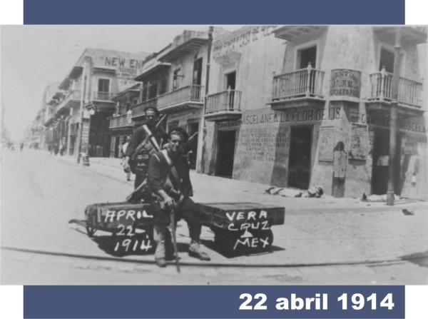 Fotografía del 22 de abril de 1914. A la izquierda, en la esquina, esta la cantina y miscelanea 